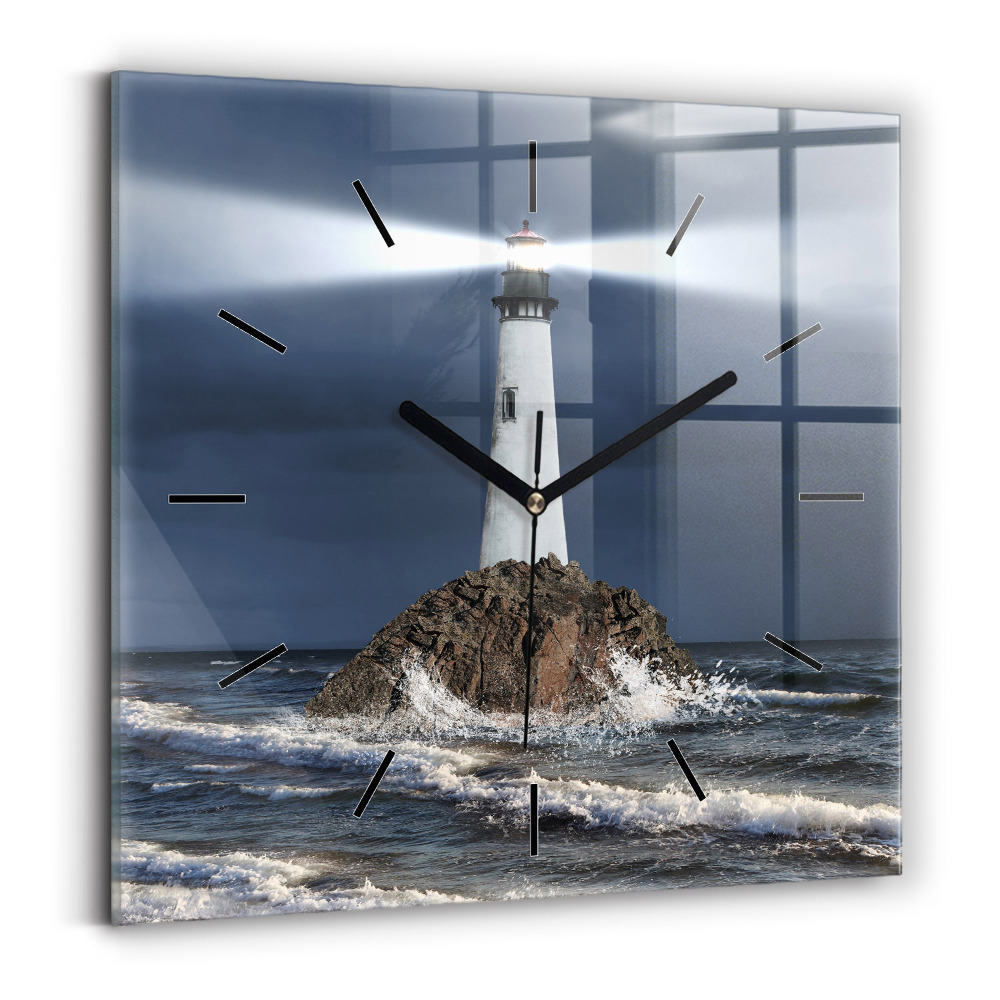 Horloge carrée en verre Phare