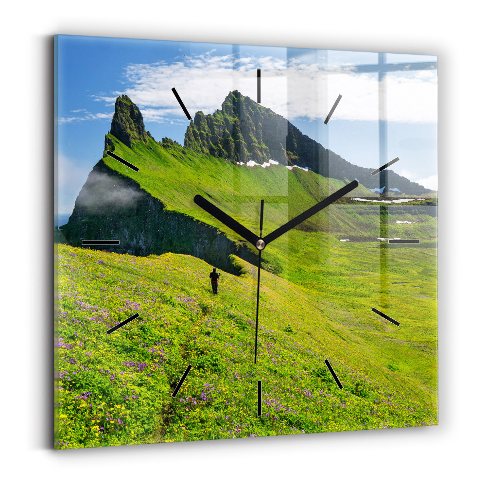 Pendule carrée en verre Réserve naturelle de Hornstrandir, Islande