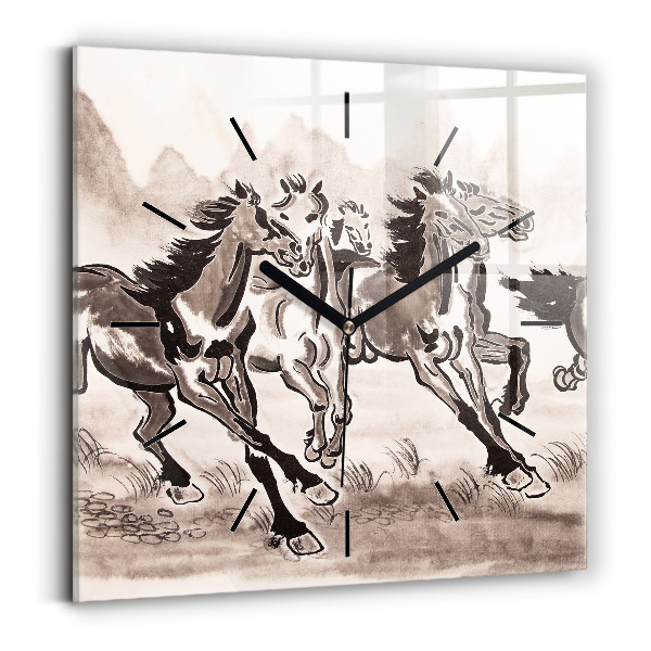 Horloge murale carrée Chevaux au galop