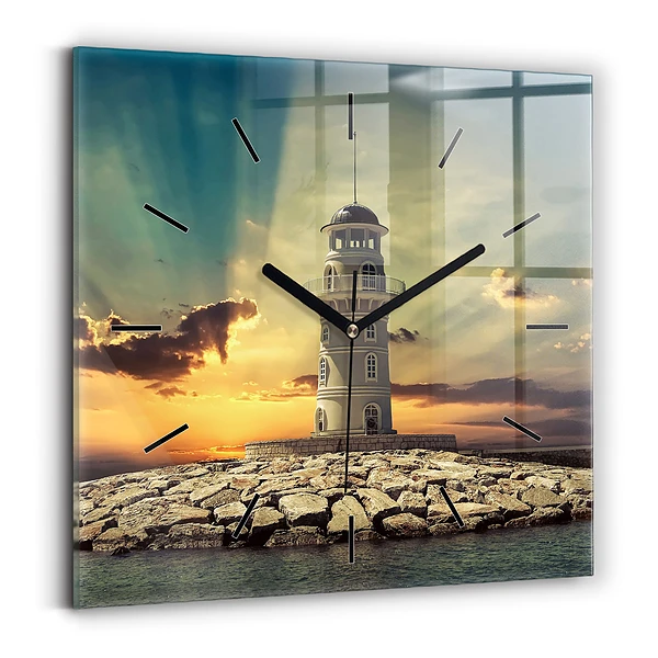 Horloge murale carrée Phare sur l'eau