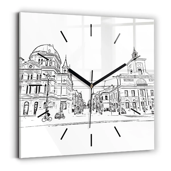 Pendule carrée en verre Illustration de la ville de Poznan