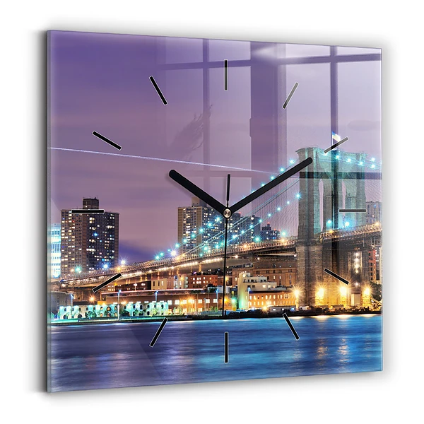 Horloge carrée en verre Pont de Brooklyn et East River