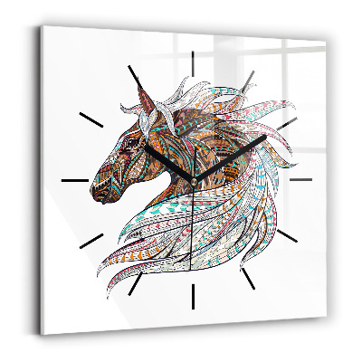 Pendule carrée en verre Illustration d'un cheval