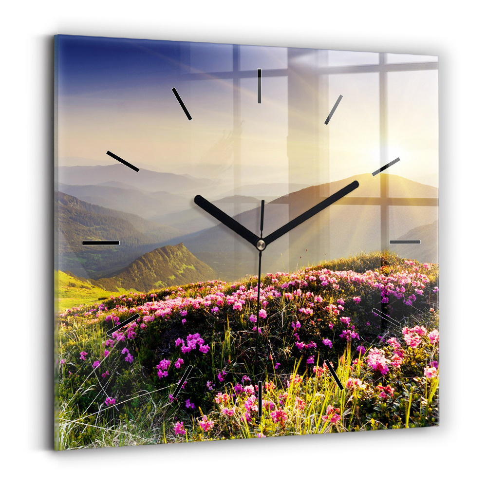 Horloge murale carrée Paysage de montagne