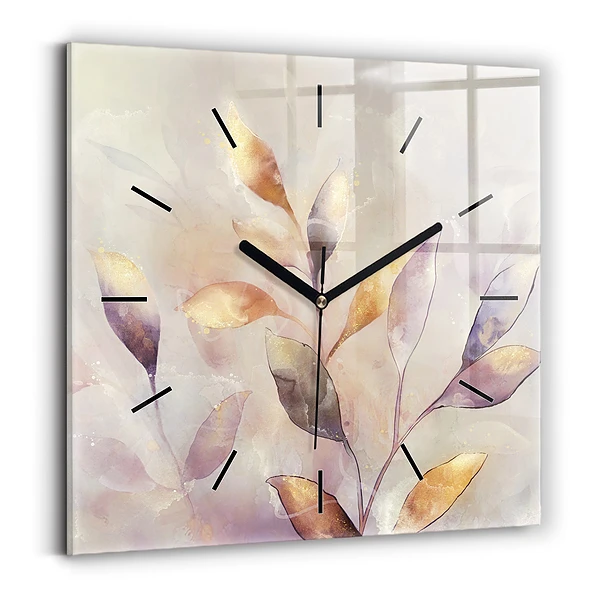 Horloge murale carrée Feuilles abstraites boho