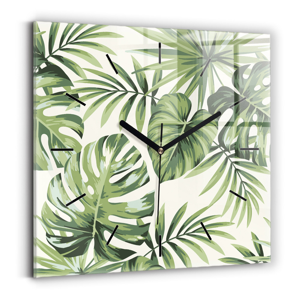 Horloge carrée en verre Motif tropical