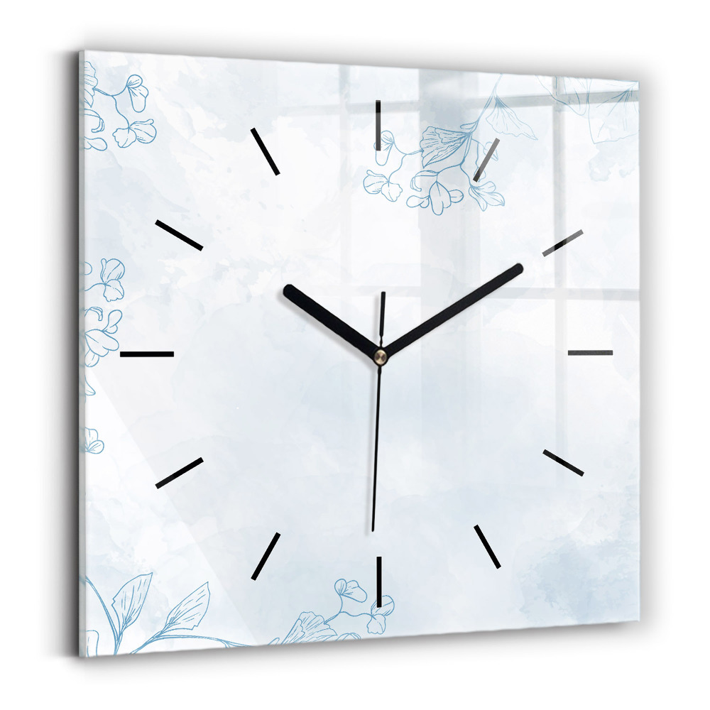 Horloge carrée en verre Croquis de plantes