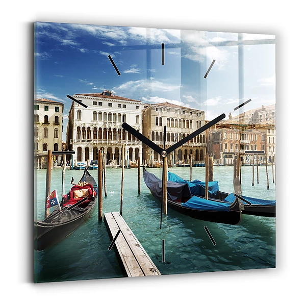 Horloge murale carrée Gondoles Venise Italie