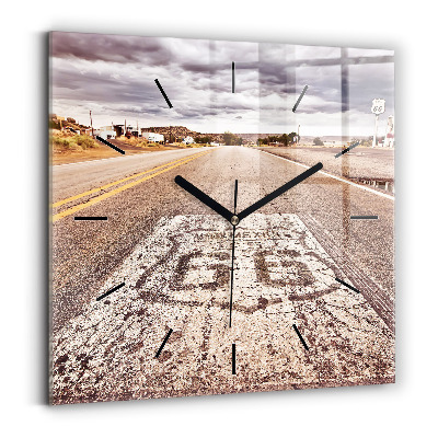 Horloge carrée en verre Route 66 USA
