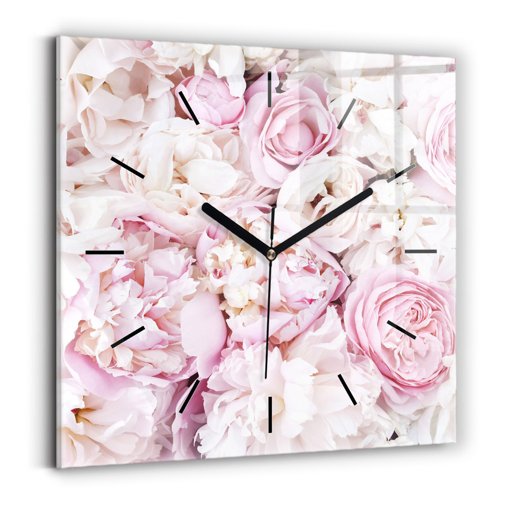 Horloge murale carrée Fleurs décoratives