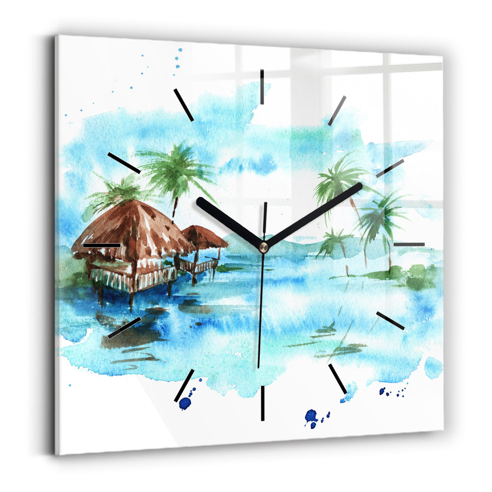Horloge carrée en verre Image île déserte