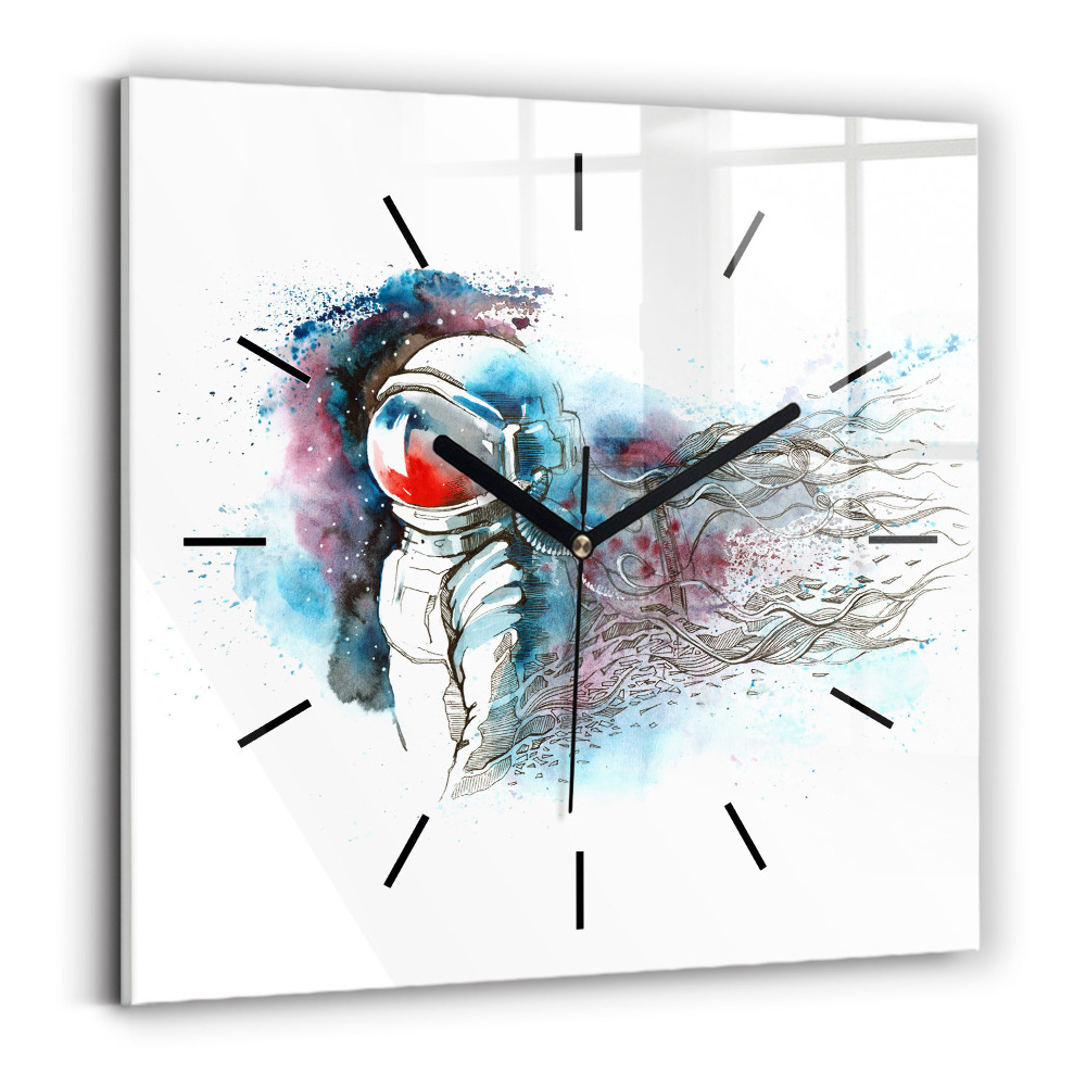 Horloge murale carrée Astronaute abstrait