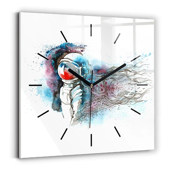 Horloge murale carrée Astronaute abstrait