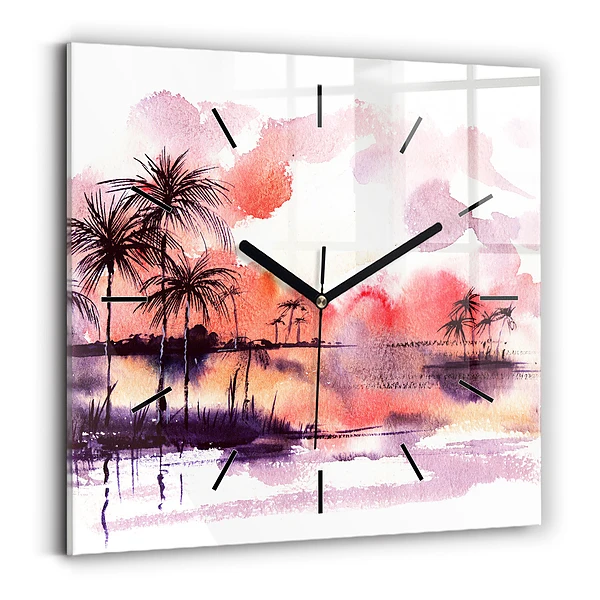 Horloge murale carrée Paysage tropical