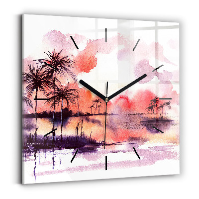 Horloge murale carrée Paysage tropical