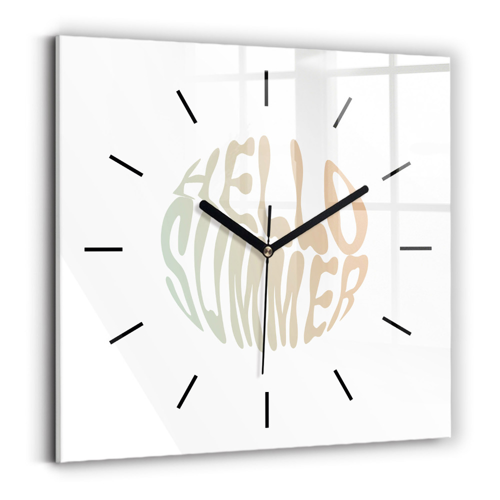 Horloge carrée en verre Bonjour l'été !