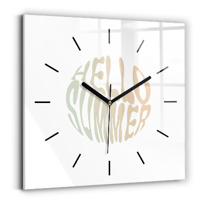 Horloge carrée en verre Bonjour l'été !