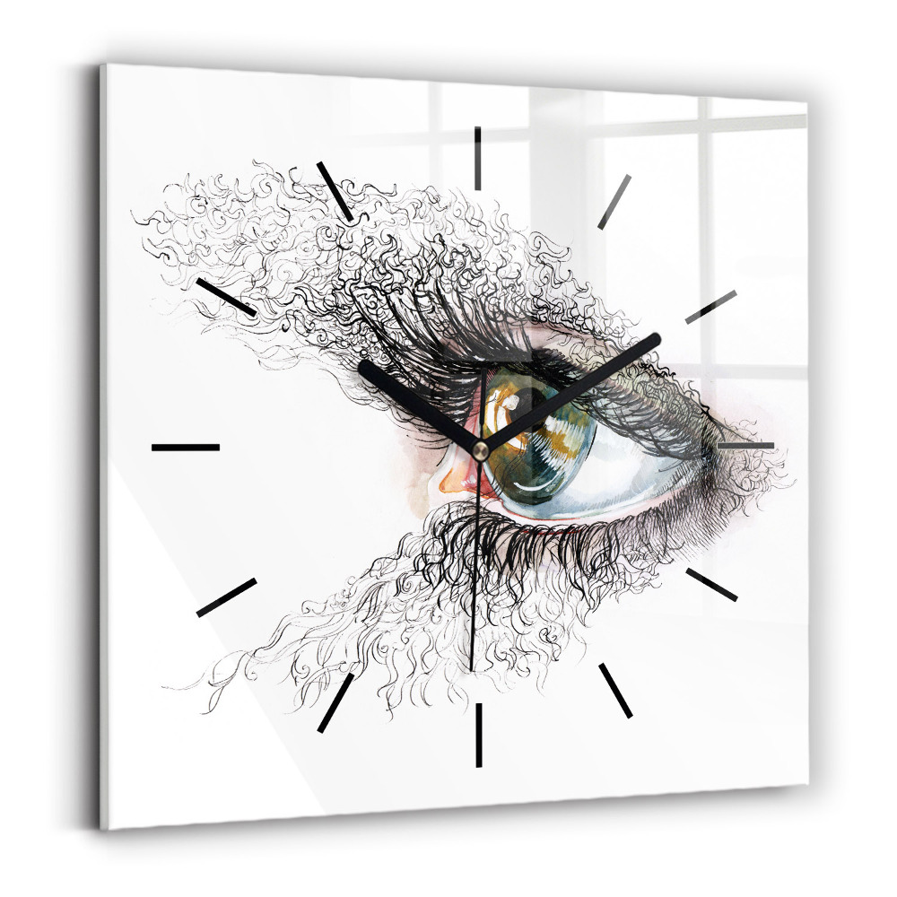 Horloge carrée en verre Dessin d'un oeil humain