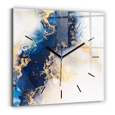 Horloge carrée en verre Motif de marbre
