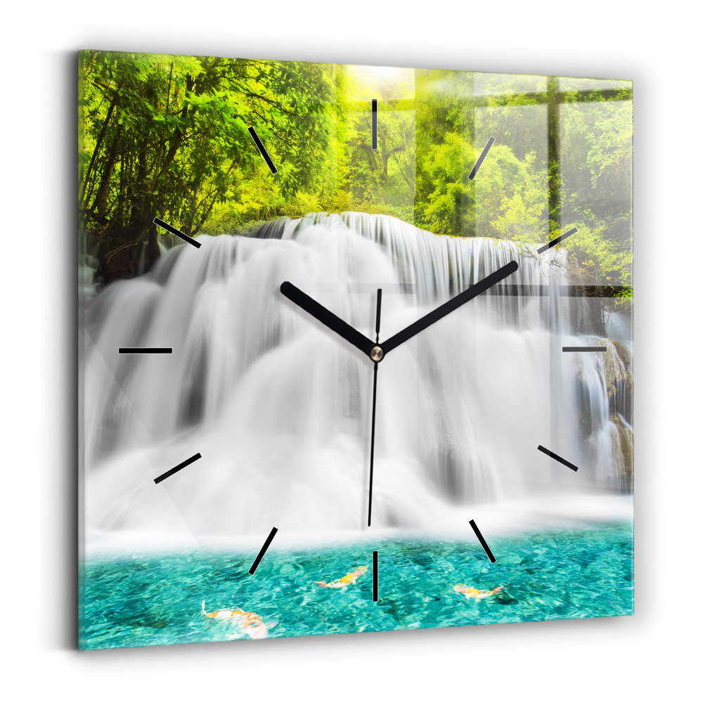 Horloge carrée en verre Chute d'eau en Thaïlande