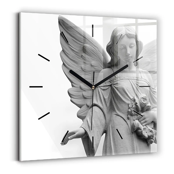 Horloge murale carrée Sculpture d'un vieil ange