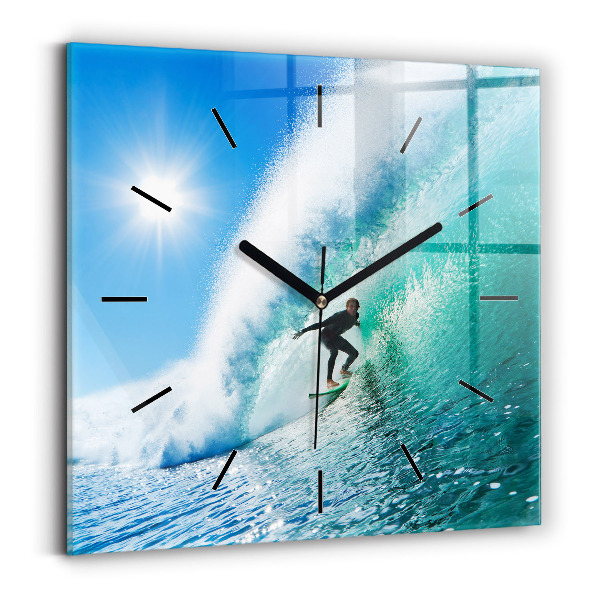 Horloge carrée en verre Surf à Hawaï