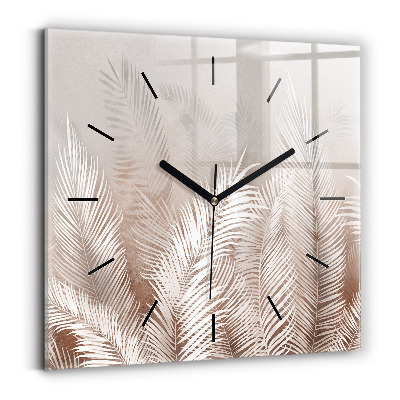 Horloge murale carrée Feuilles tropicales boho