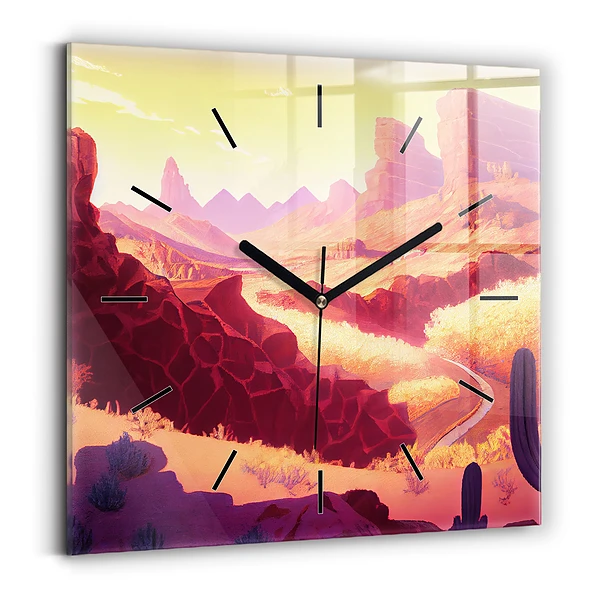 Horloge carrée en verre Désert de l'Arizona