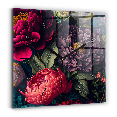 Horloge murale carrée Bouquet de fleurs vintage