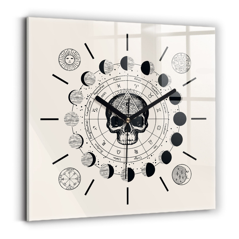 Horloge carrée en verre Phases de la lune