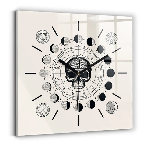Horloge carrée en verre Phases de la lune
