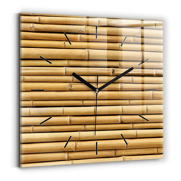 Horloge carrée en verre Poteaux en bambou