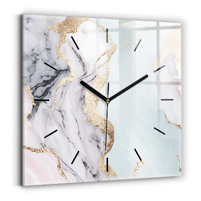Horloge murale carrée Marbre pastel