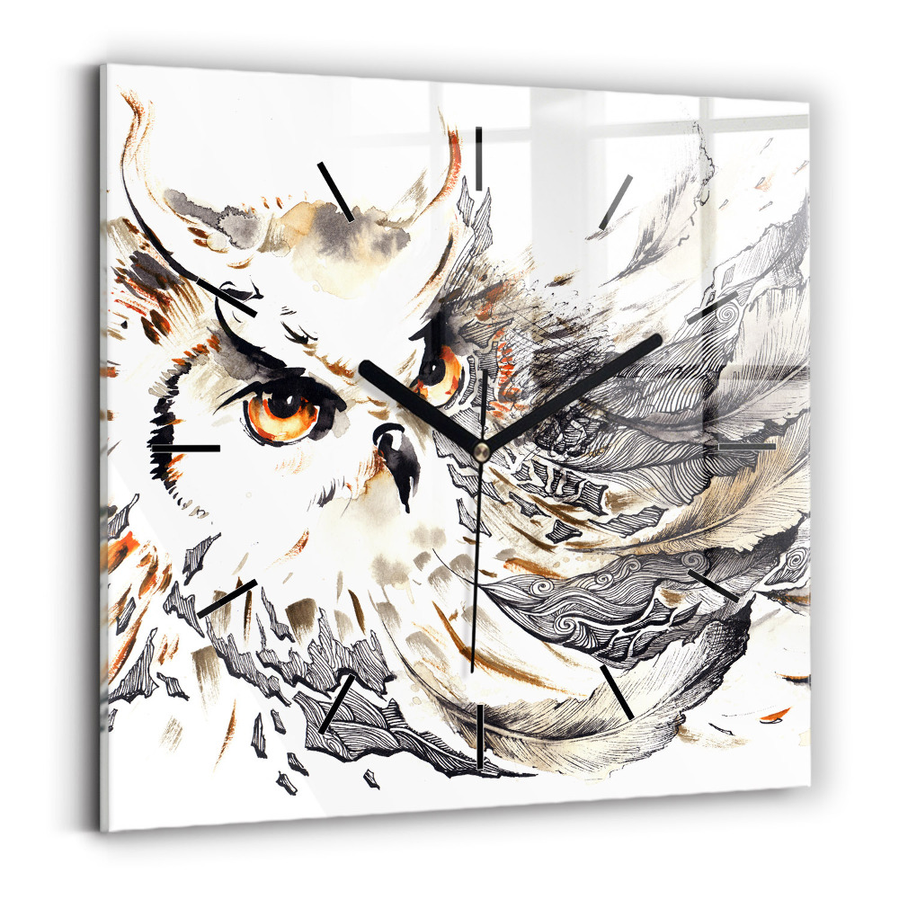 Horloge murale carrée Hibou symbole de sagesse