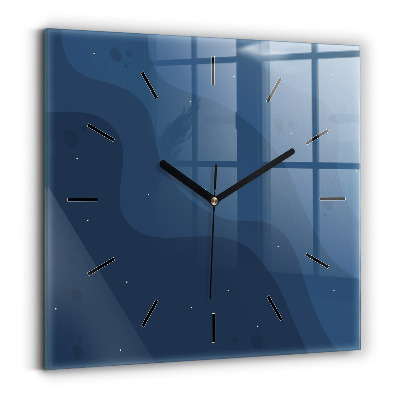 Horloge carrée en verre Vagues bleues