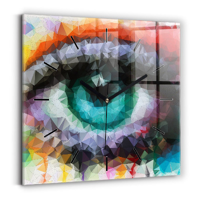 Pendule carrée en verre Œil humain coloré