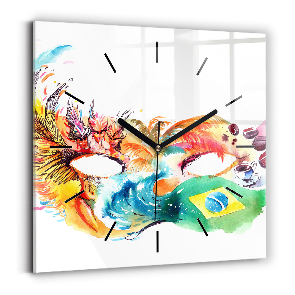 Horloge carrée en verre Culture - Drapeau du Brésil