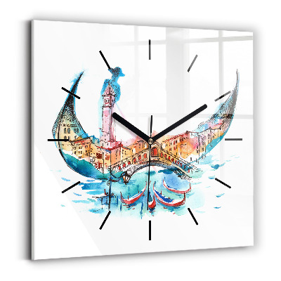 Horloge carrée en verre Italie - La gondole vénitienne