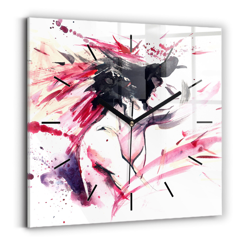 Pendule carrée en verre Amoureux abstrait