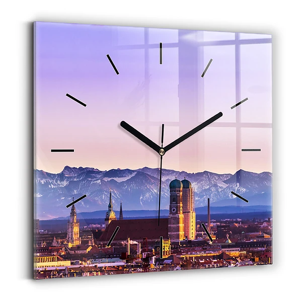 Pendule carrée en verre Alpes allemandes Munich