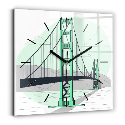 Pendule carrée en verre Pont vert