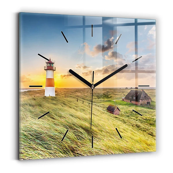 Horloge carrée en verre Phare