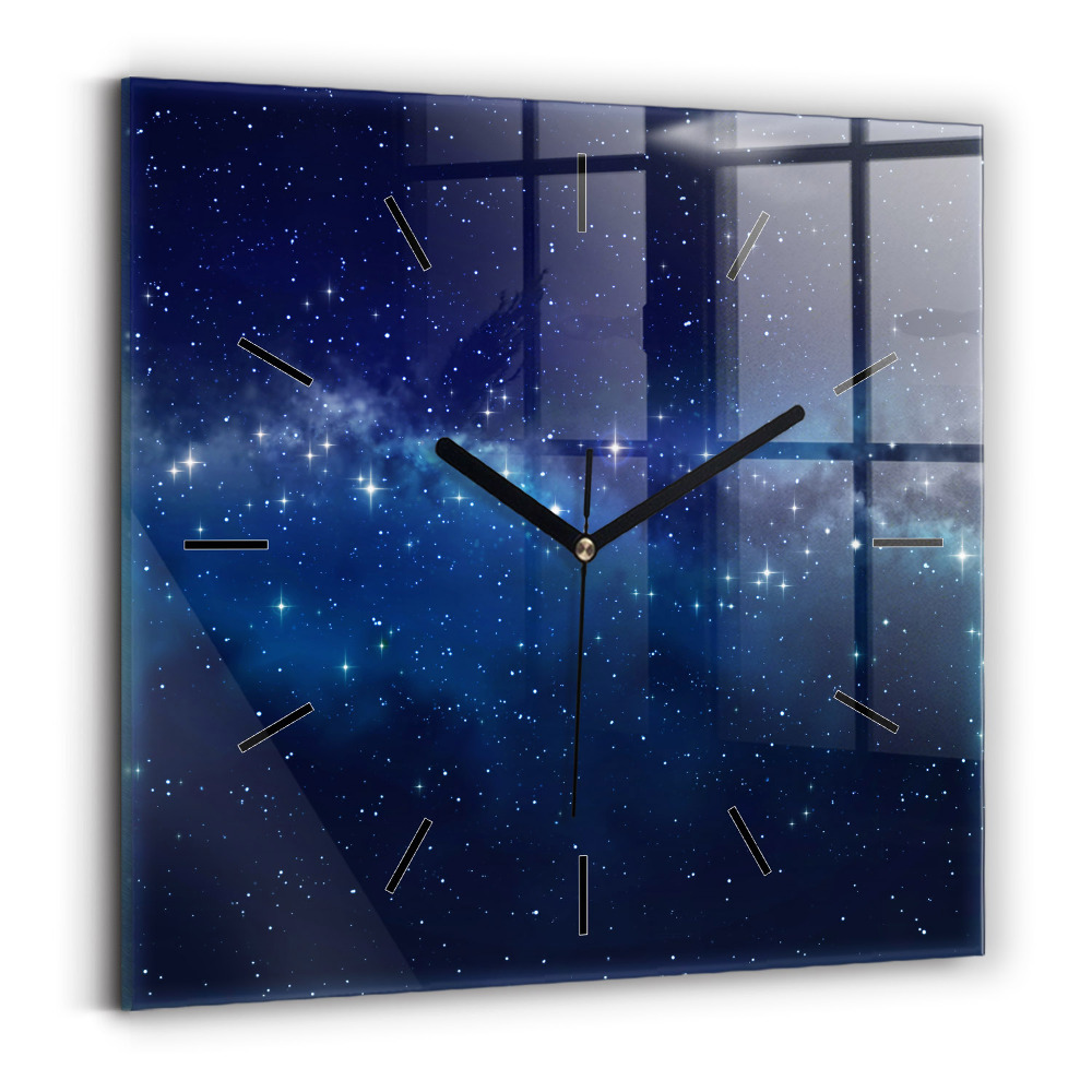 Horloge murale carrée Étoiles dans le ciel noir