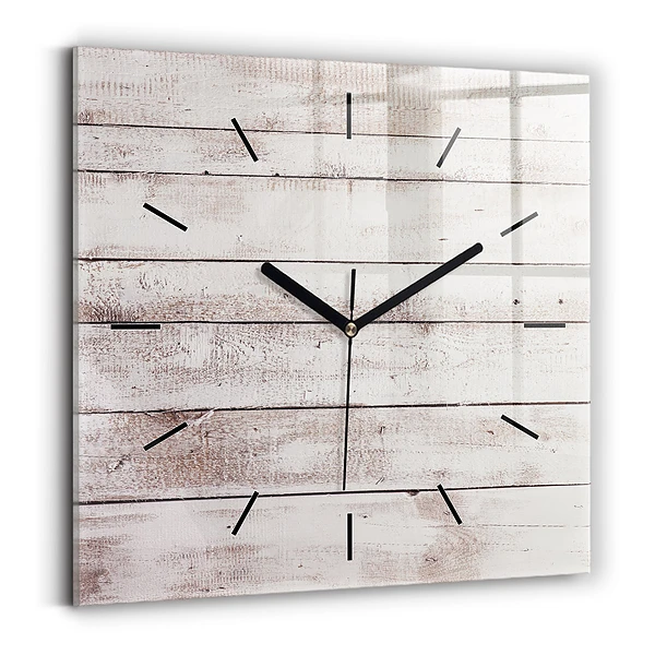 Horloge murale carrée Planches de bois clair