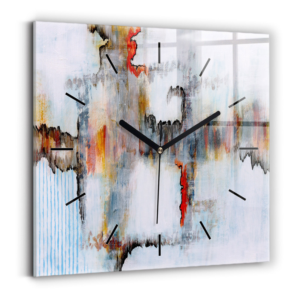 Pendule carrée en verre Abstraction