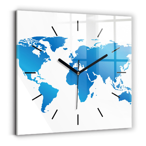 Horloge murale carrée Carte du monde