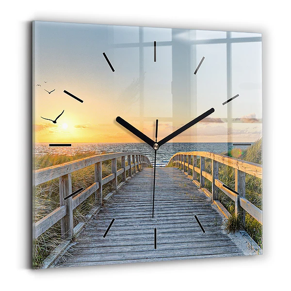 Horloge carrée en verre Vacances à la plage