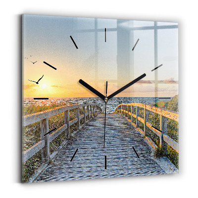 Horloge carrée en verre Vacances à la plage