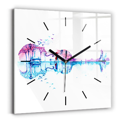 Horloge carrée en verre Cello park lake