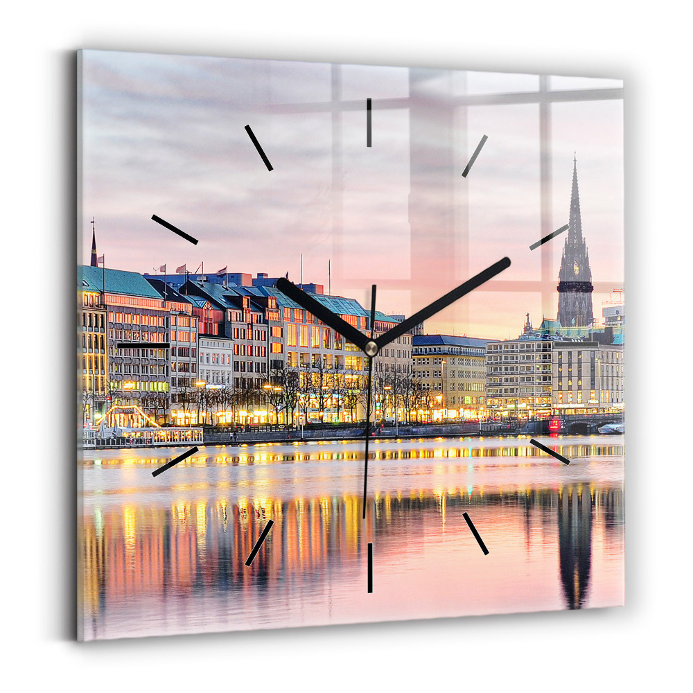 Horloge murale carrée Alster à Hambourg